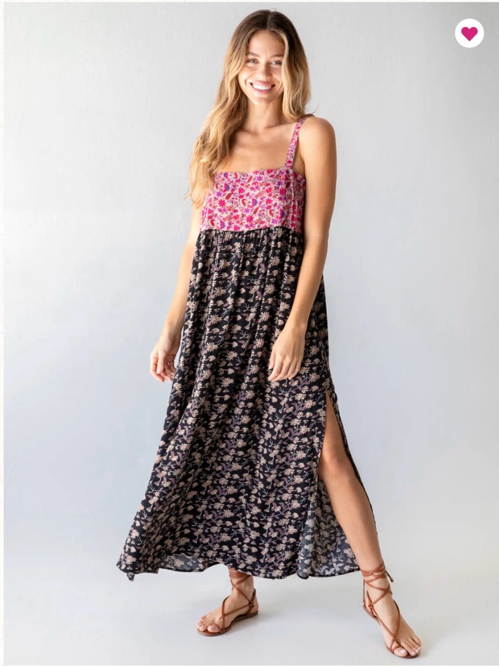 NATURAL LIFE Pink and Black Floral Maxi Dress - Picture 10 of 10